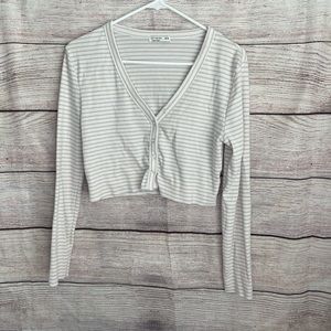 Cotton On striped tan& white long sleeve cover up sz M